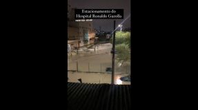 Estacionamento do hospital Ronaldo Gazzolla, no Rio, ficou inundado