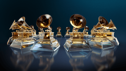 O gramofone de ouro é entregue aos artistas do mundo da música no Grammy