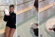 Hailey Bieber divulga novo gel facial com "embalagem" que dissolve na água