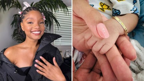 Atriz e cantora Halle Bailey com o filho, Halo