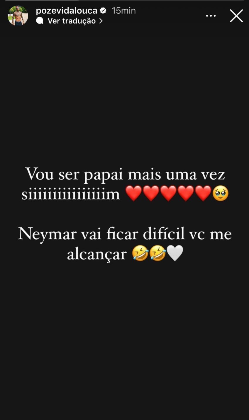 MC Poze do Rodo revelou no Instagram que será pai pela sexta vez./ Reprodução/ Instagram