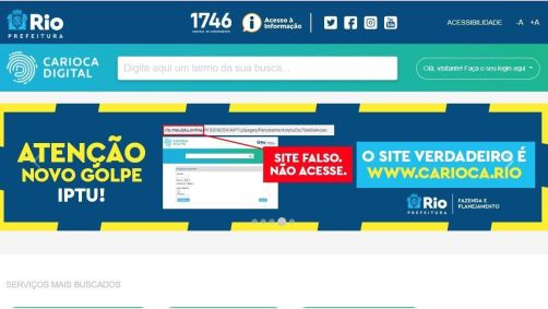 Prefeitura do Rio alerta para golpe envolvendo o IPTU