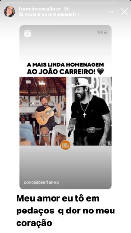 Francine publicou homenagem feita para João Carreiro / Reprodução/Instagram