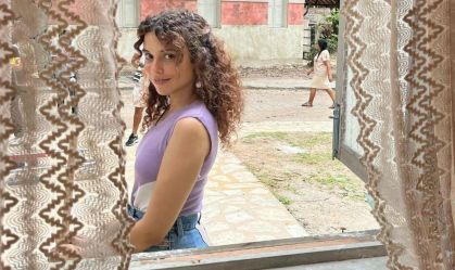 Júlia Lemos nas gravações de "Renascer"
