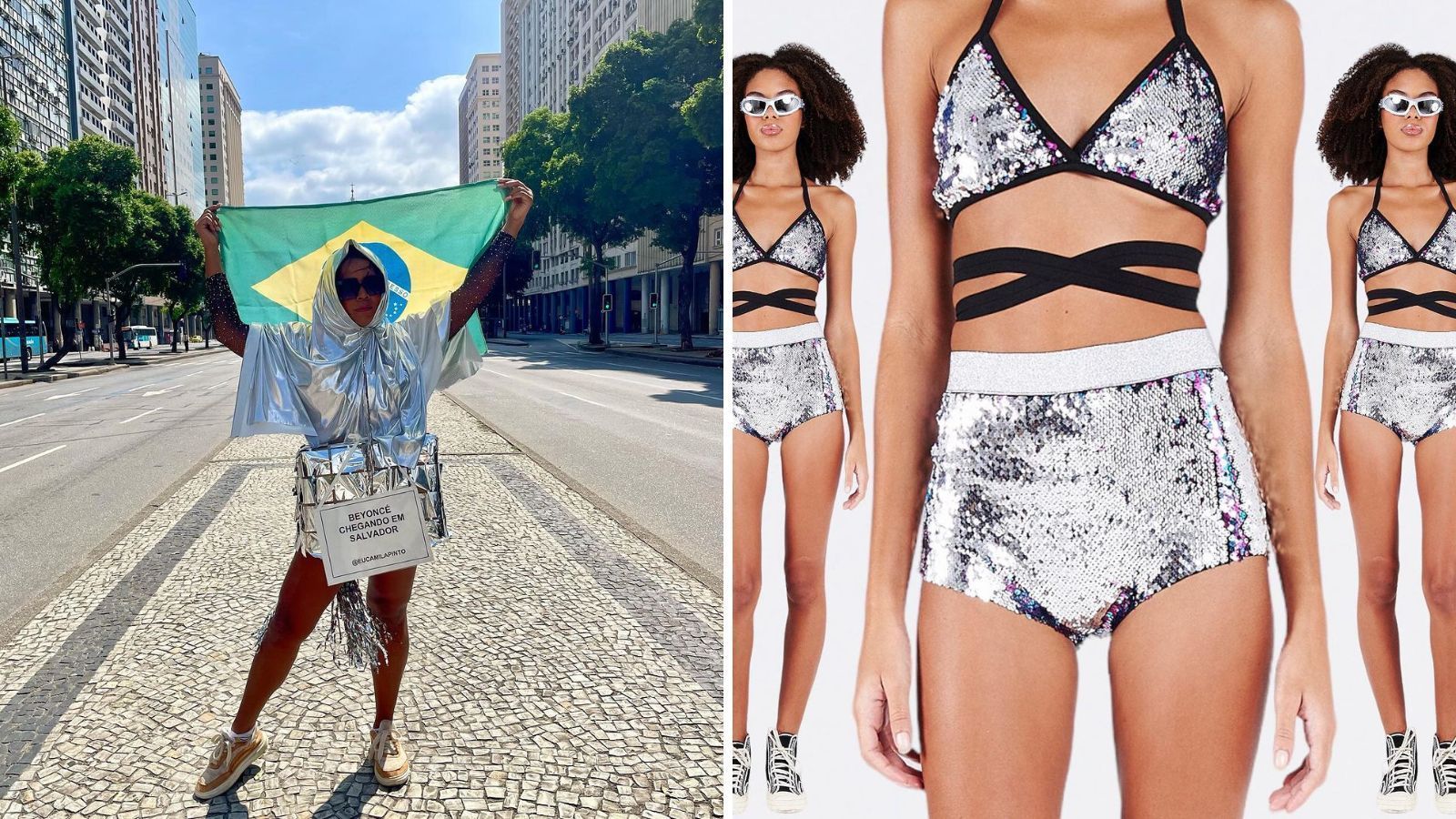 Looks prateados inspirados em Beyoncé para o Carnaval / Reprodução/Camila Pinto/Paeteh/Instagram