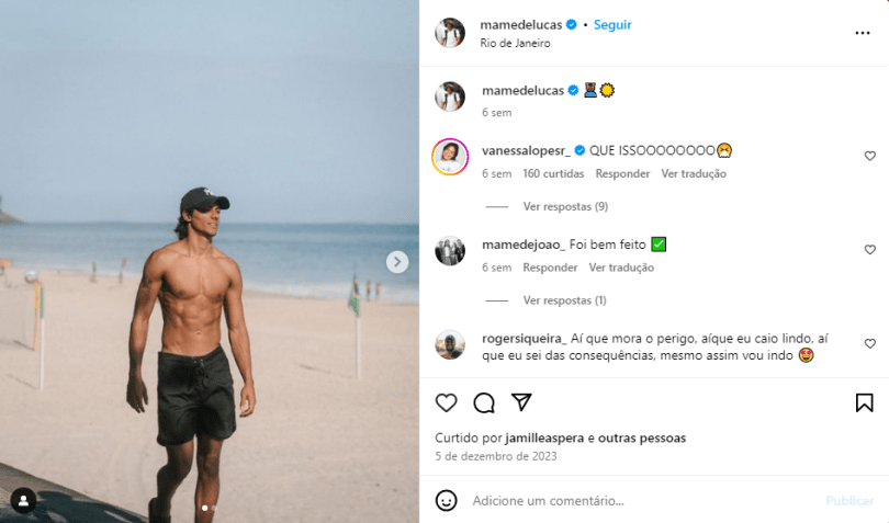 Internautas passaram a resgatar as interações entre Vanessa Lopes e Lucas Mamede nas redes sociais. / Reprodução/ Instagram