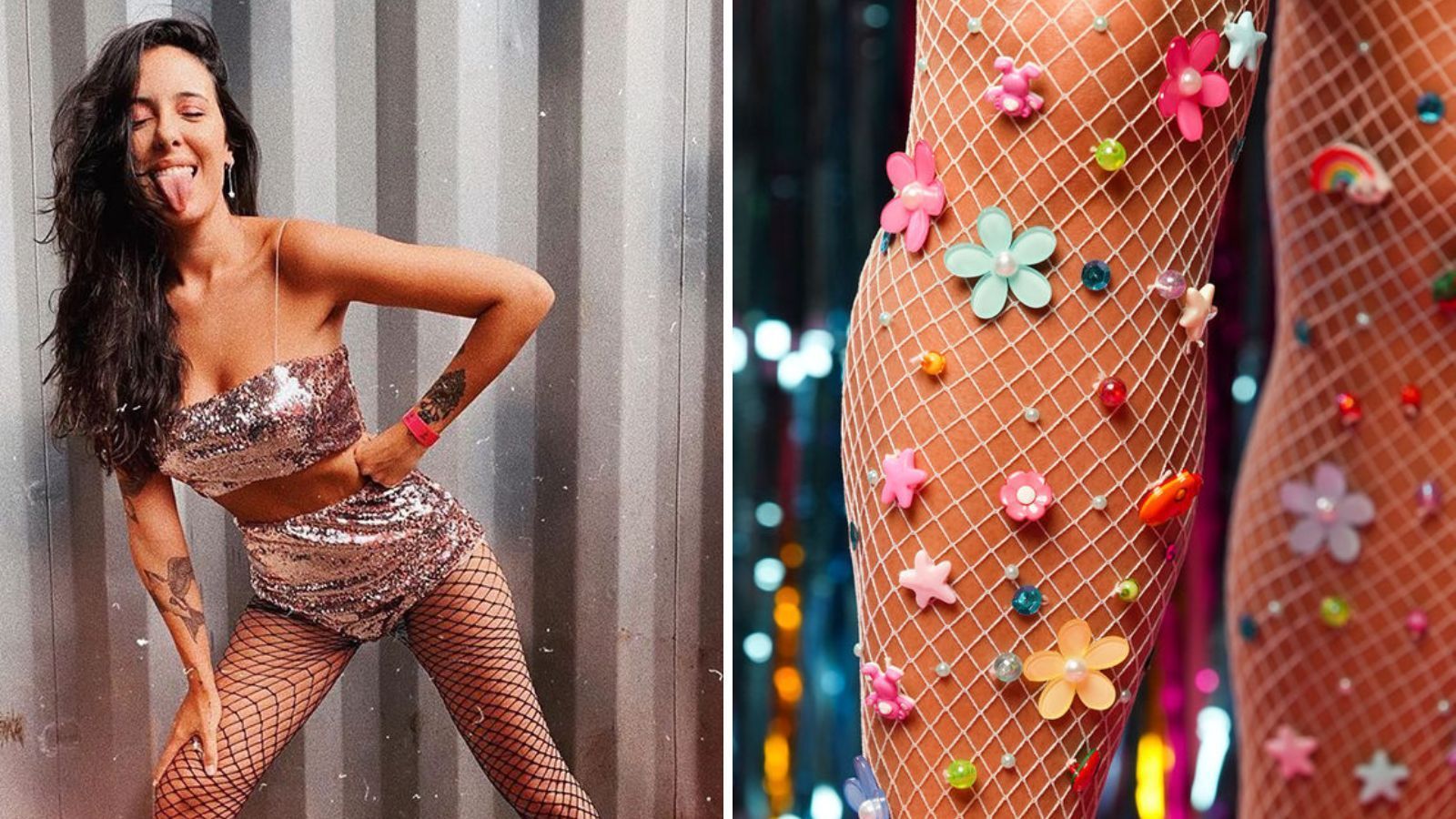 Looks com meia arrastão para o Carnaval 2024 / Reprodução/Luiza Ferraz/Instagram/Pinterest