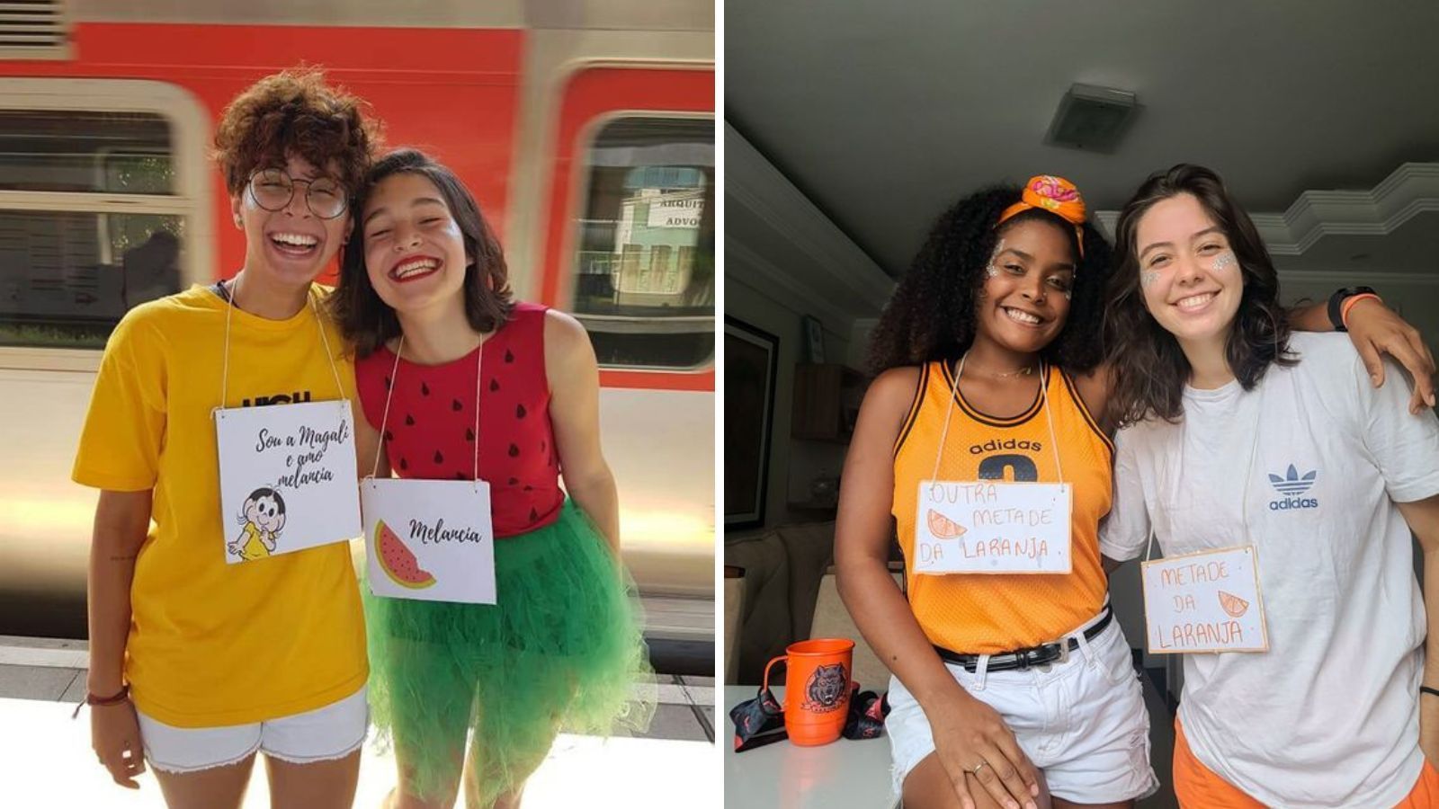 Fantasias "Magali e Melancia" e "Metade da Laranja" / Reprodução/Pinterest