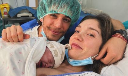 Miguel Herrán, Celia Pedraza e a filha, María