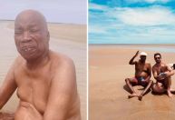 Milton Nascimento aparece curtindo praia ao lado do filho; assista