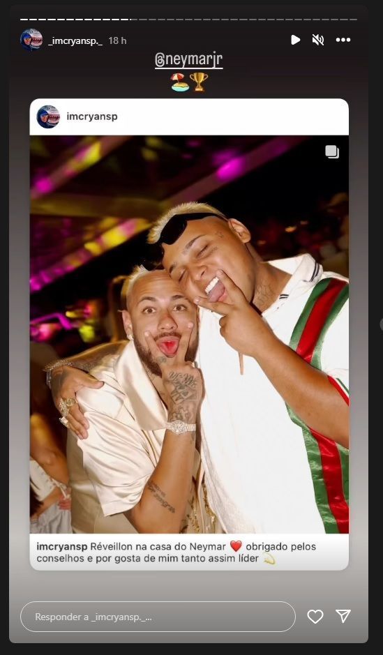 MC Ryan e Neymar juntos em festa de Revéillon / Reprodução/Instagram