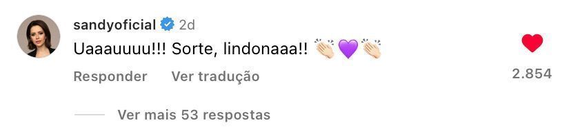 Nas redes sociais, Sandy desejou boa sorte para Wanessa / Reprodução/Wanessa/Instagram