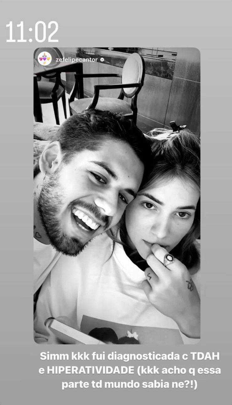 Em stories gravado com Zé Felipe, Virgínia Fonseca compartilhou que foi diagnosticada com TDAH / Instagram/Reprodução