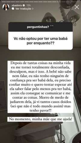Mirella respondeu algumas perguntas sobre maternidade em sua conta no Instagram / Reprodução/Instagram