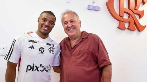 Zico recebe De La Cruz em CT do Flamengo