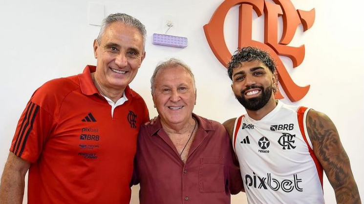 Zico se encontra com Gabigol e Tite em visita ao Flamengo / Reprodução: Instagram/ Flamengo
