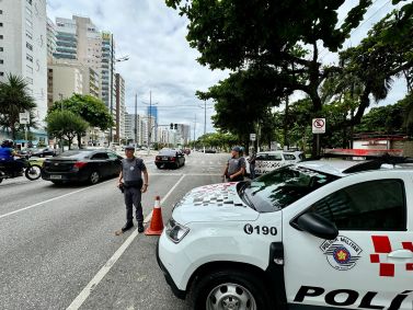 Policiamento foi reforçado na Baixada Santista, em São Paulo, durante o Carnaval