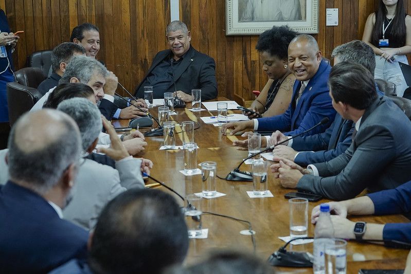 O presidente da Câmara, Milton Leite (União), em reunião do Colégio de Líderes