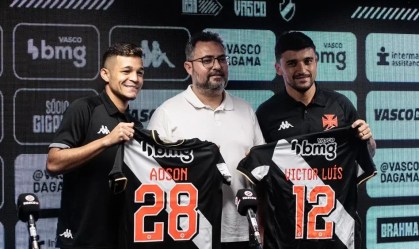 Adson e Victor Luis foram apresentados pelo Vasco, em São Januário