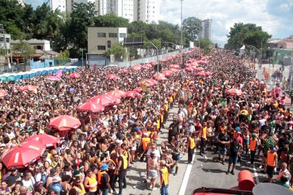 Público no bloco Bonde do Pesadão, em SP