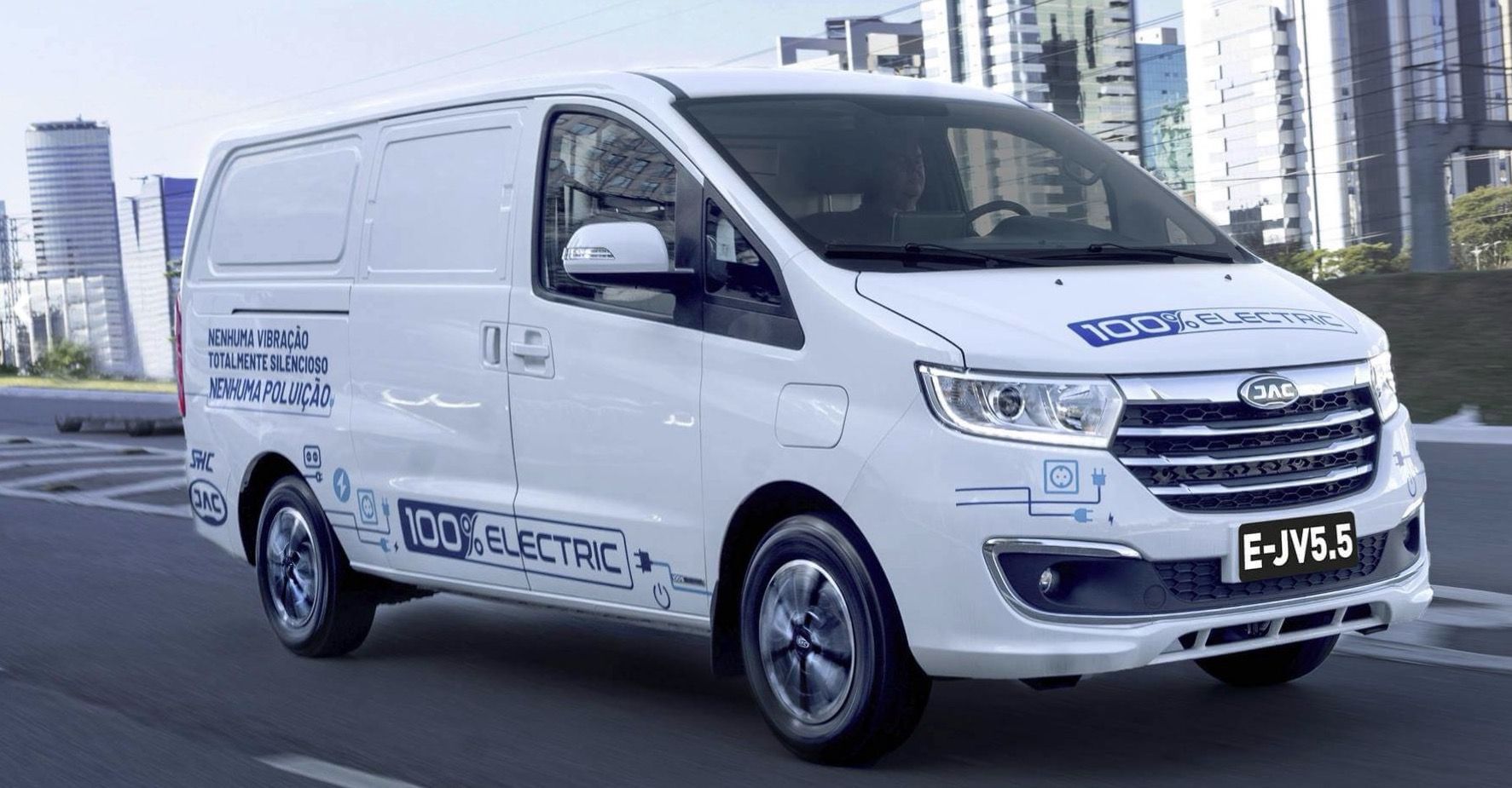 JAC E-JV5 é van elétrica da marca chinesa em versão de carga e de passageiros / Divulgação/JAC