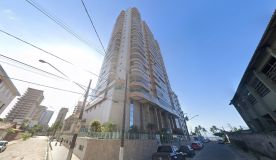 Fachada do prédio interditado no litoral paulista