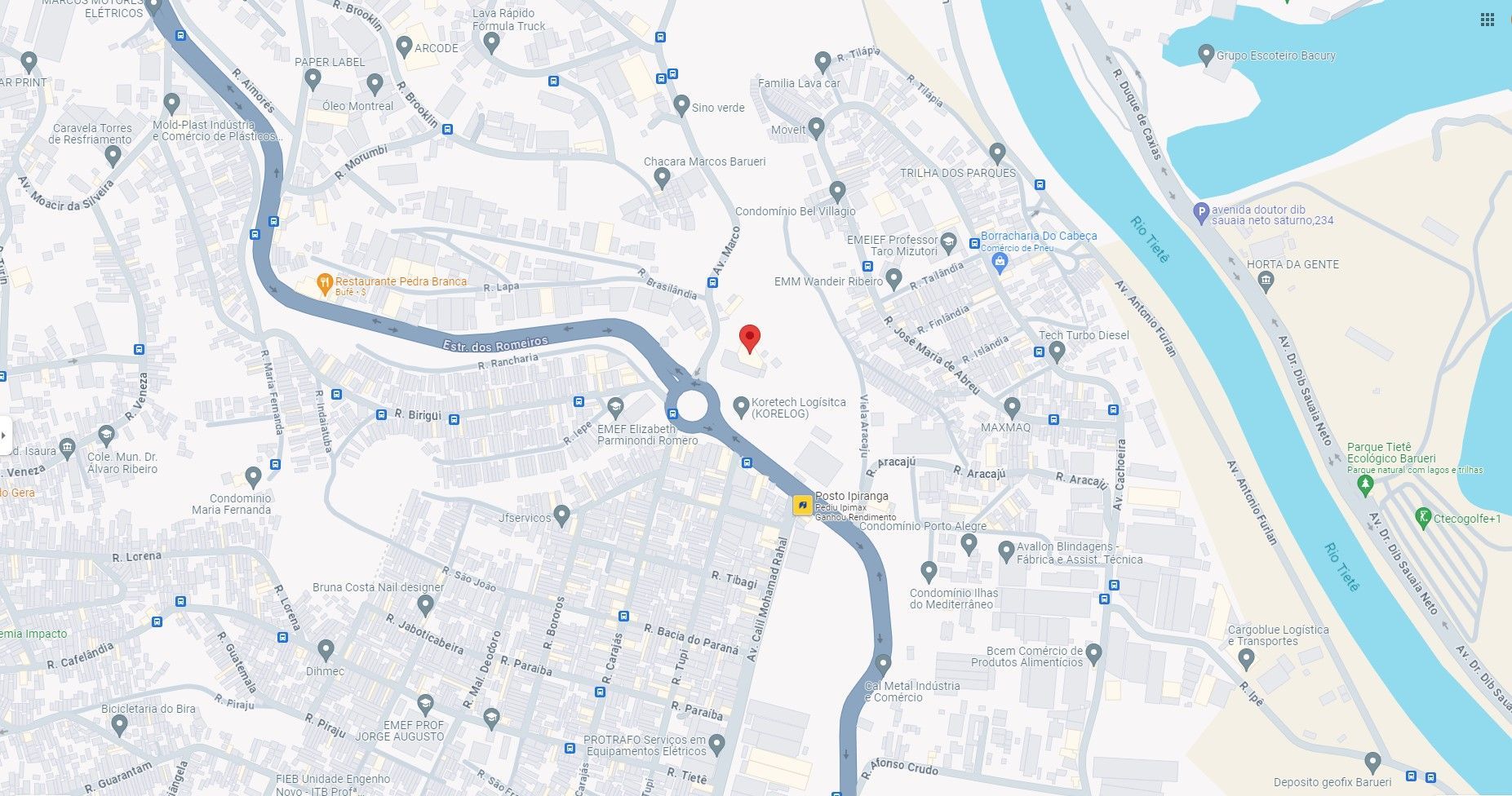 Local aproximado do acidente aéreo em Barueri, segundo os bombeiros / Reprodução/Google Maps
