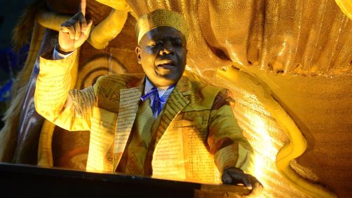 Silvio Almeida em desfile da escola de samba Portela no Grupo Especial do Carnaval do Rio de Janeiro 2024, no sambódromo da Marquês de Sapucaí, no centro do Rio de Janeiro, no final da noite desta segunda-feira, 12 de fevereiro de 2024.