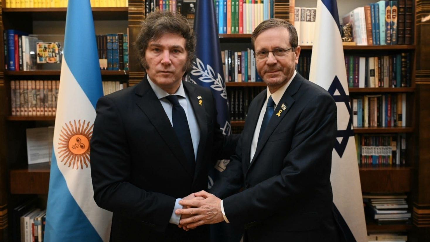 Presidentes da Argentina, Javier Milei, e Israel, Isaac Herzog