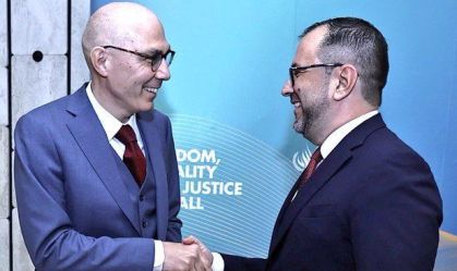 Ministro das Relações Exteriores da Venezuela, Yvan Gil, e Alto Comissário das Nações Unidas para os Direitos Humanos, Volker Turk