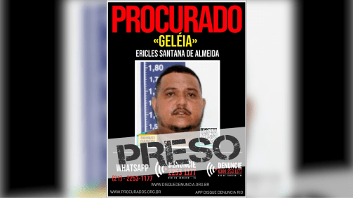 Éricles Santana de Almeida, vulgo “Geléia”, de 39 anos foi preso na Tijuca, zona norte do Rio de Janeiro, na tarde desta quinta-feira (22).
