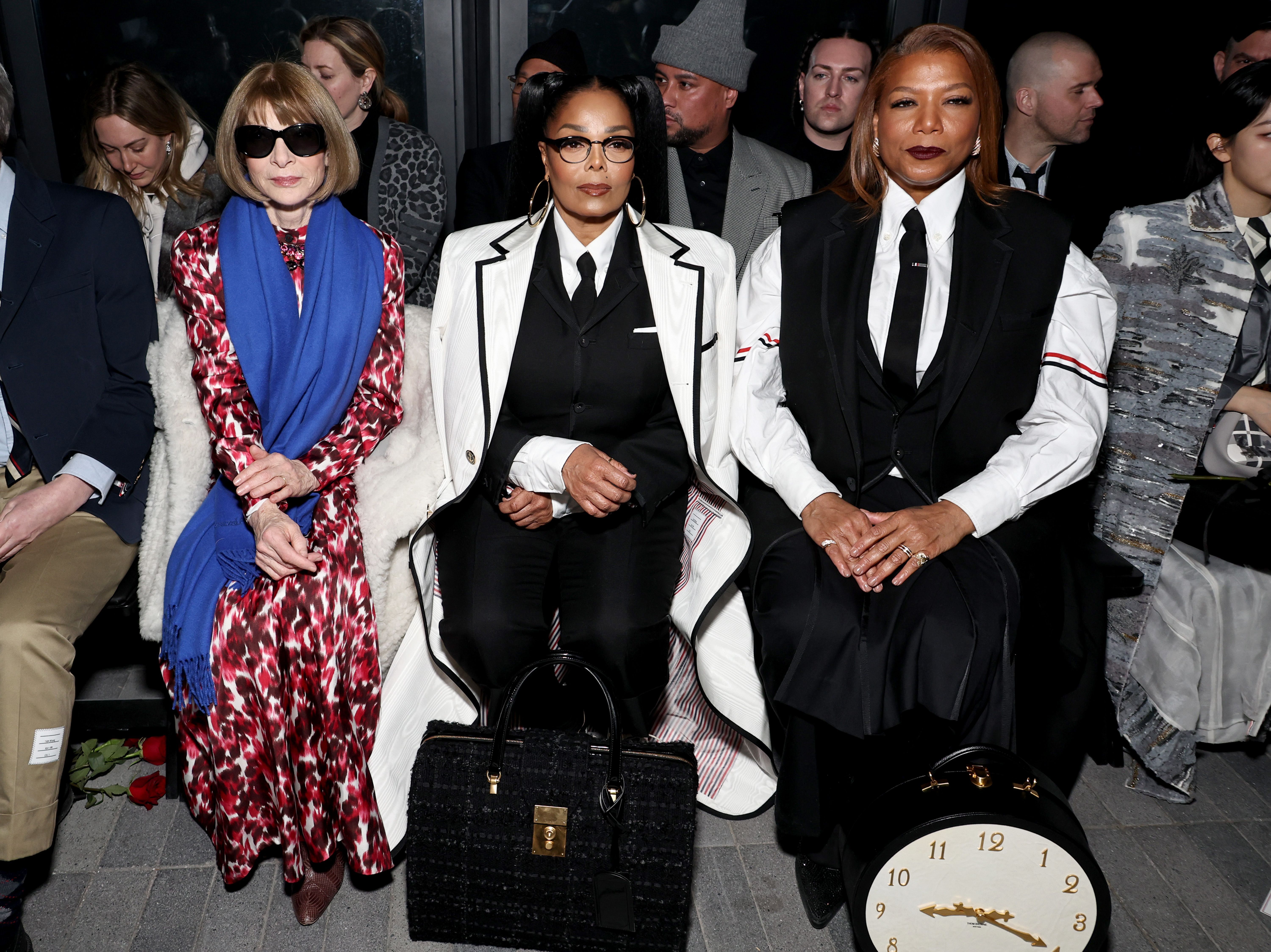 Anna Wintour, Janet Jackson e Queen Latifah no desfile de Thom Browne / Jamie McCarthy/Getty Images