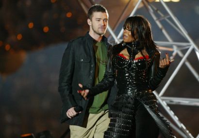 Justin Timberlake e Janet Jackson durante o show do intervalo do Super Bowl, em 2004