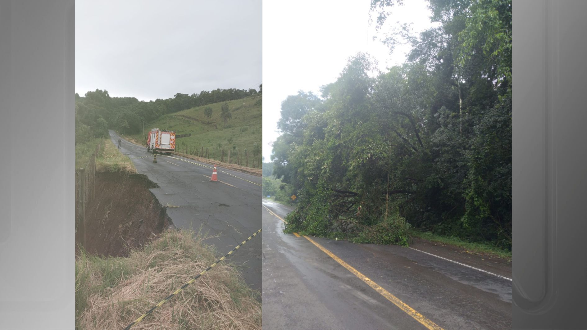 Estradas tiveram bloqueios após tempestades em Santa Catarina