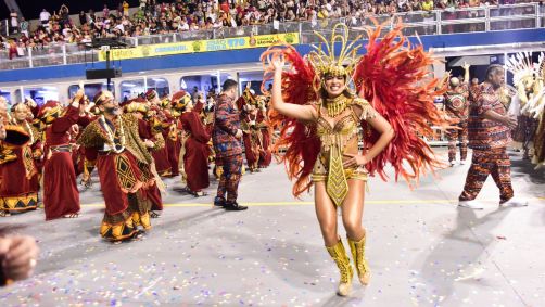 Julia Puzzuoli, tiktoker, desfilou pela Dragões da Real