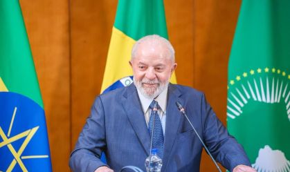 Presidente Lula em coletiva de encerramento da viagem à Etiópia, em 18 de fevereiro de 2024.