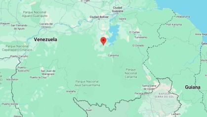Ponto indicando La Paragua, cidade na Venezuela onde ocorreu colapso de mina de ouro