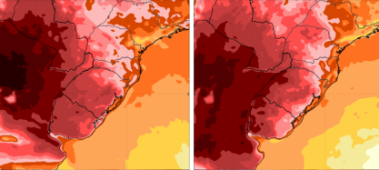 Neste sábado (03), a cidade de Quaraí (RS), registrou 39,7°C às 15 horas.