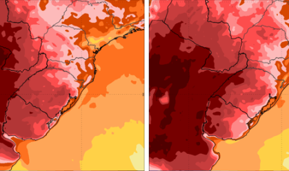 Neste sábado (03), a cidade de Quaraí (RS), registrou 39,7°C às 15 horas.