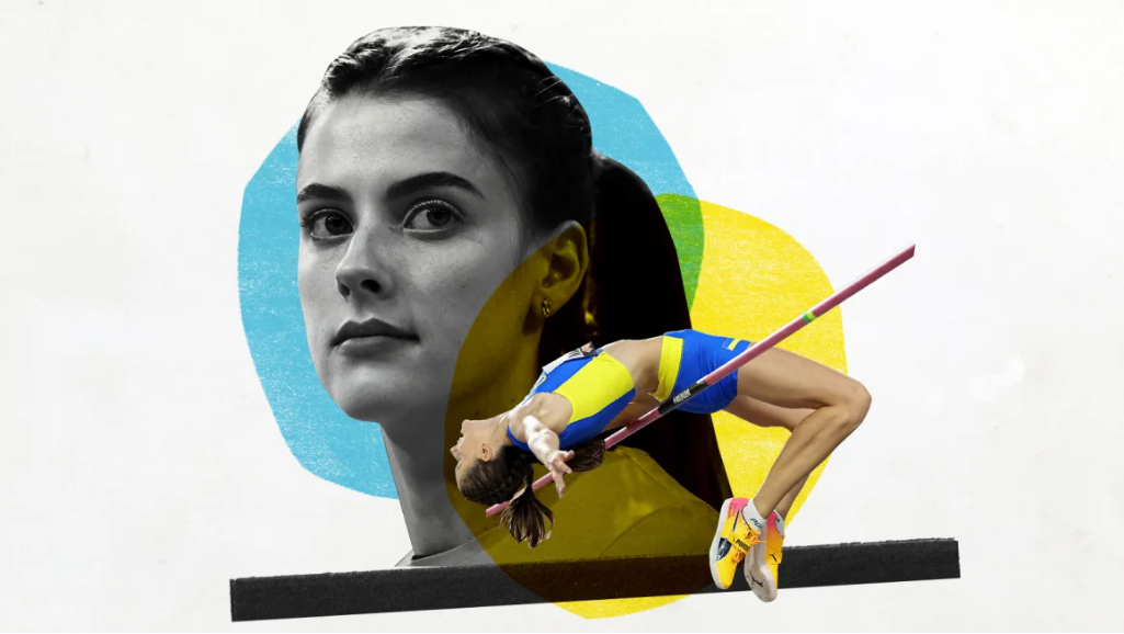 Montagem de Albert Mier sobre Yaroslava Mahuchikh
