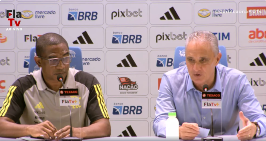 O técnico Tite e o auxiliar César Sampaio após o clássico entre Flamengo e Vasco