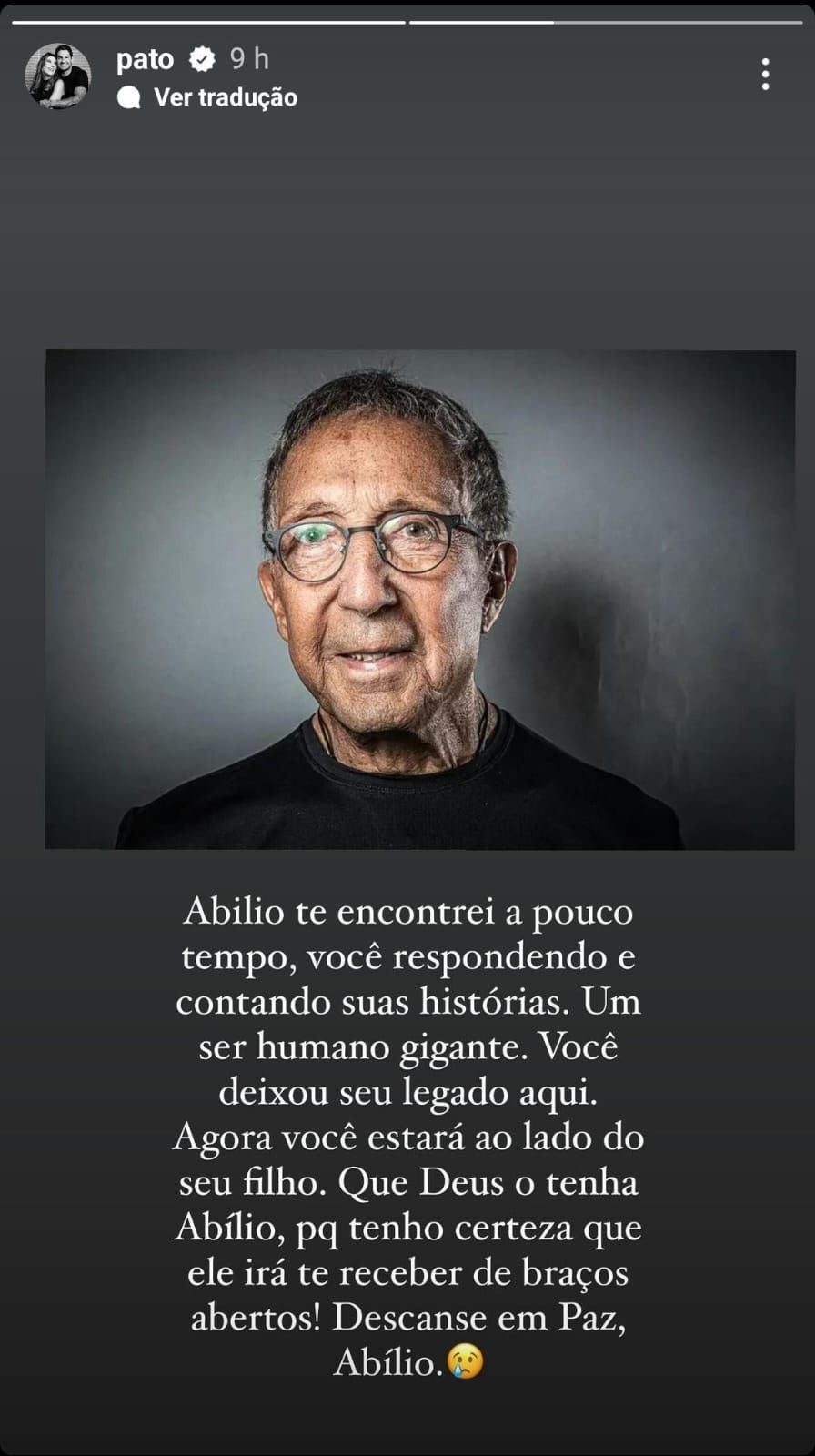 Homenagem de Alexandre Pato para Abilio Diniz / Reprodução / Redes Sociais