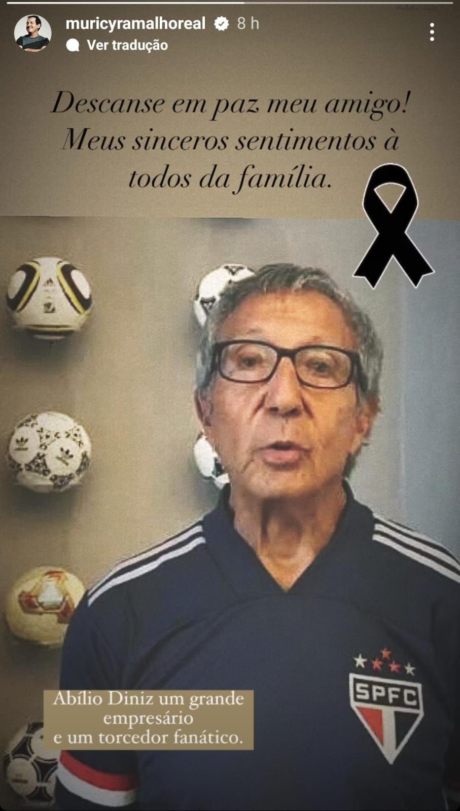 Muricy Ramalho lamentou a morte de Abilio Diniz: "torcedor fanático" / Reprodução / Redes Sociais