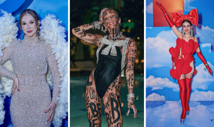 Sammy, Adriane Galisteu e Valentina Herszage durante o Baile do Copa