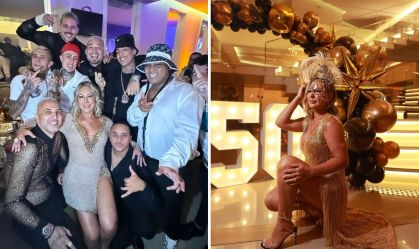 Em festa de 50 anos, Claudia Baronesa, mãe de MC Gui, reúne diversos funkeiros
