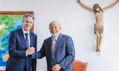 Secretário de Estado dos EUA, Antony Blinken, e presidente Luiz Inácio Lula da Silva (PT).