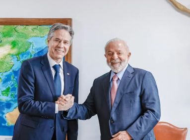 Secretário de Estado dos EUA, Antony Blinken, e presidente Luiz Inácio Lula da Silva (PT).