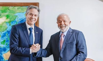 Secretário de Estado dos EUA, Antony Blinken, e presidente Luiz Inácio Lula da Silva (PT).