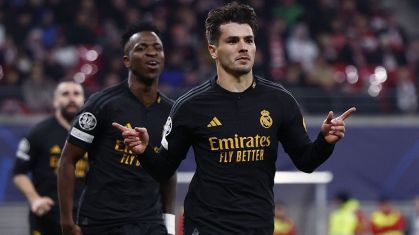 Brahim Díaz comemora gol do Real Madrid sobre o RB Leipzig