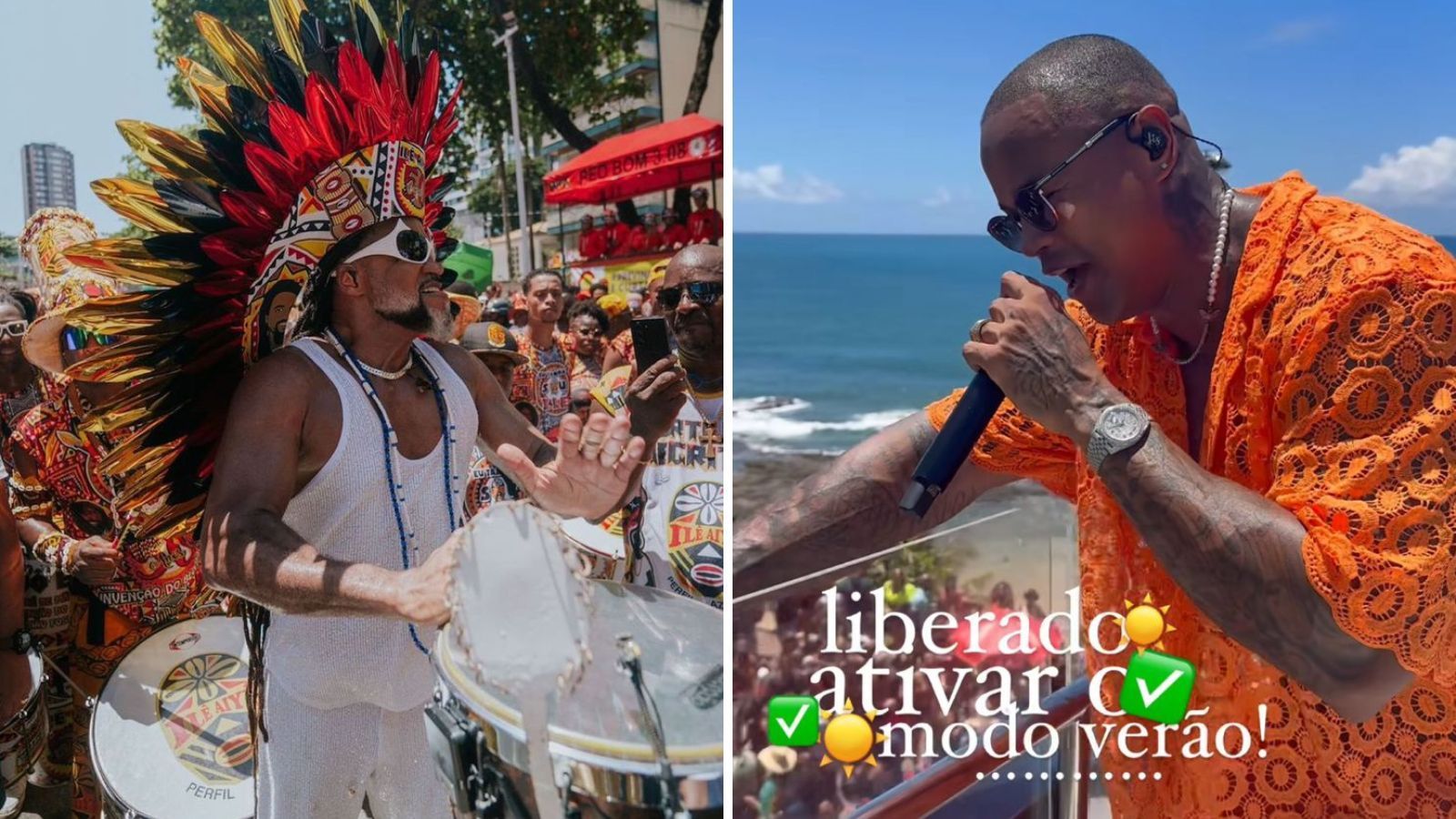 Carlinhos Brown e Léo Santana no Arrastão da Quarta-Feira de Cinzas
